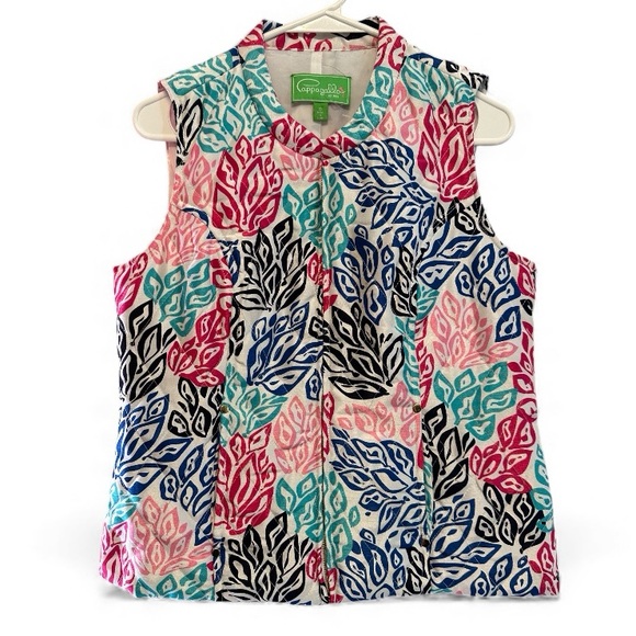 Pappagallo Jackets & Blazers - Pappagallo Multicolor Leaf Print Zip Up Vest Small